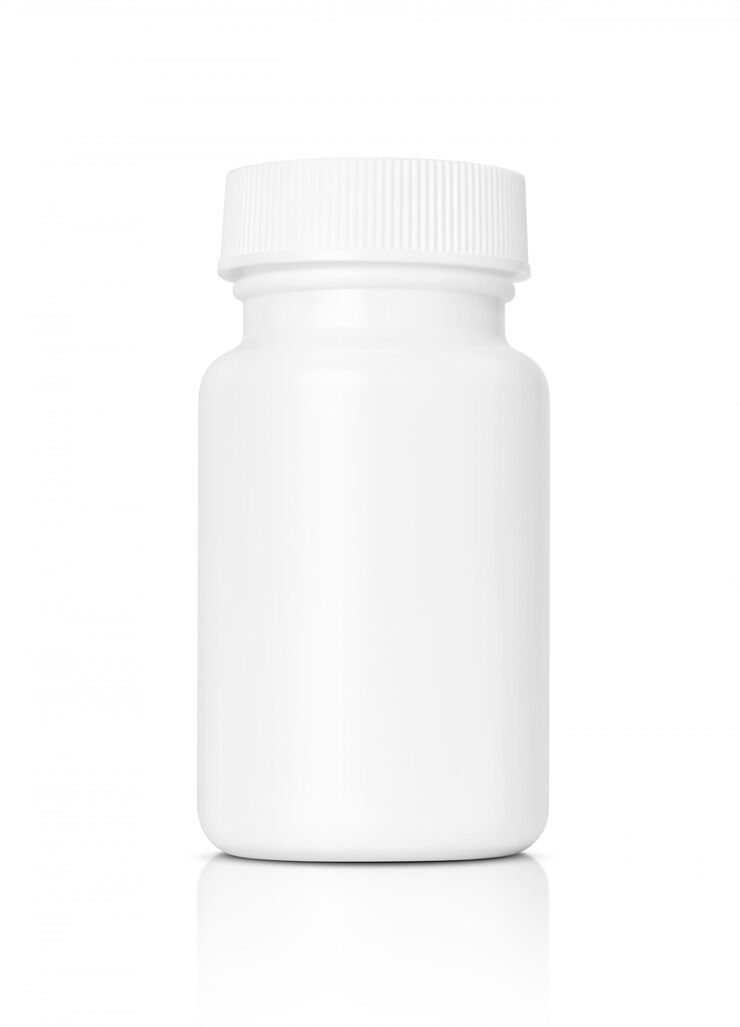 Photo white plastic medicine bottle isolated