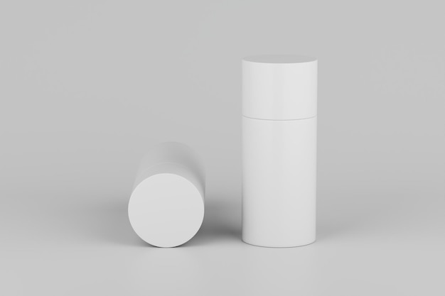 White Plastic Spray Deodorant Multiple Floating Bottle Mockup 3D Rendering