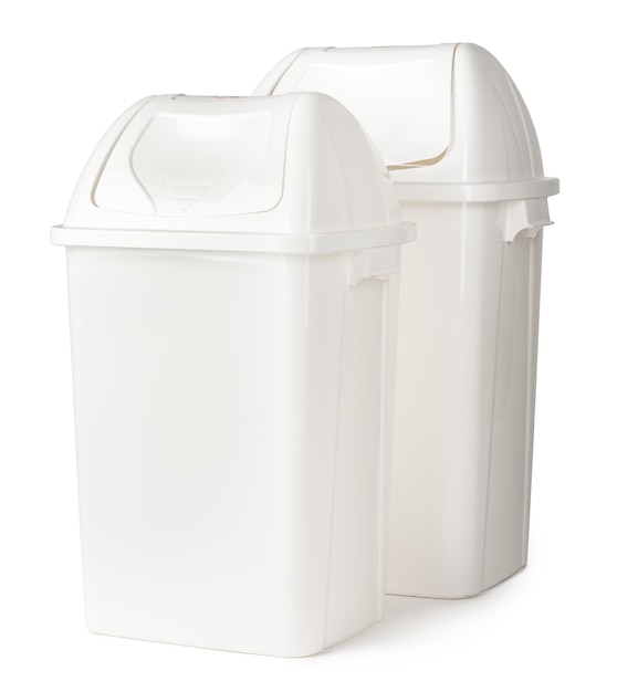 White plastic waste bin isolated on white