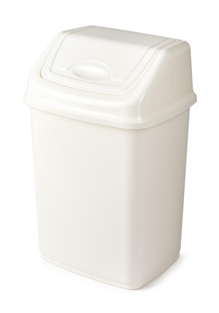 White plastic waste bin isolated on white