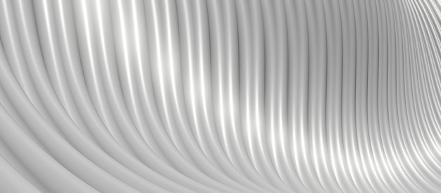 White plastic wave parallel lines background Wave of a bent curve 3d illustration