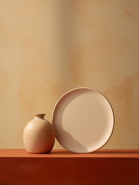 Photo a white plate and a bowl are on a shelf