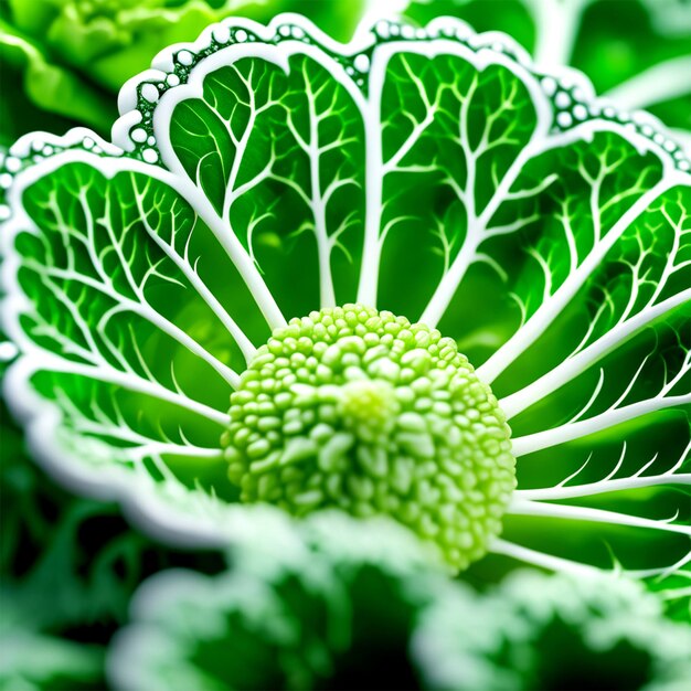 Premium AI Image A white plate of cruciferous vegetables and leafy