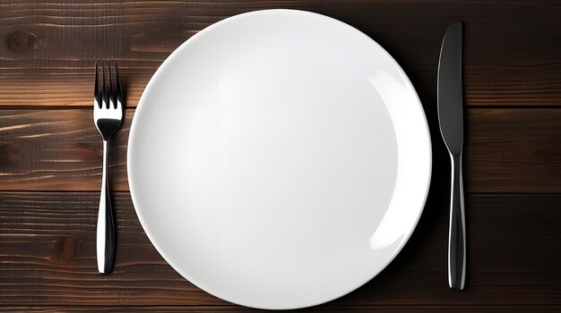 White plate empty utensil with copy space for text or food with copy space for text or food