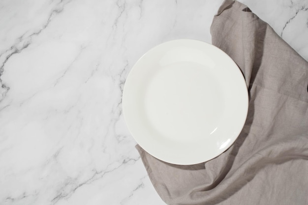 White plate on a gray background