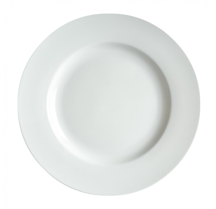 Photo white plate isolated on white.
