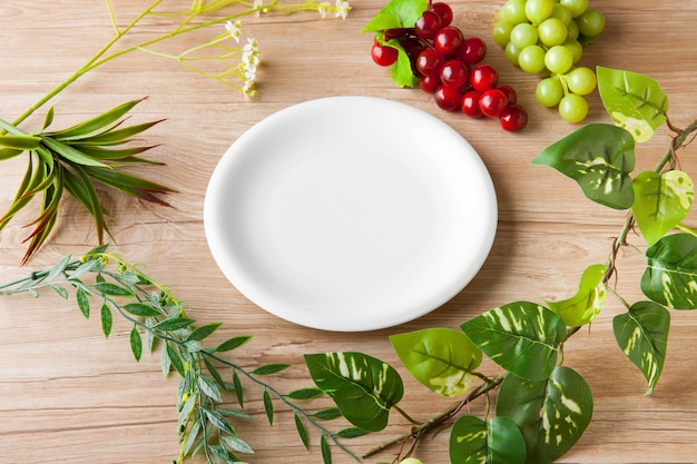 white plate and organic image