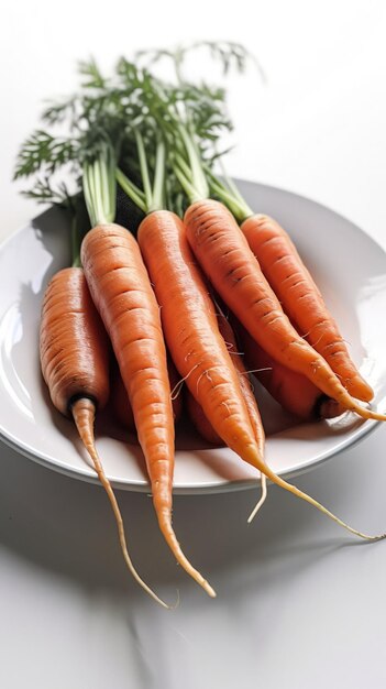 A white plate topped with carrots on top of a table generative AI