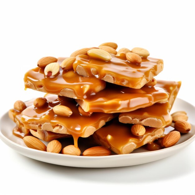 A white plate topped with lots of almonds