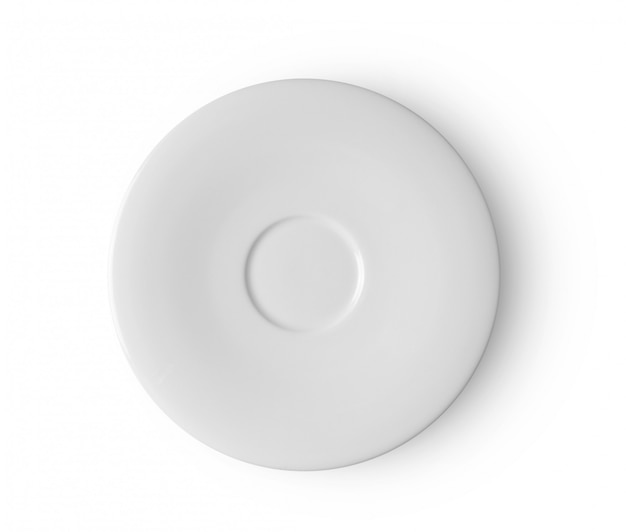 White plate on white space. top view