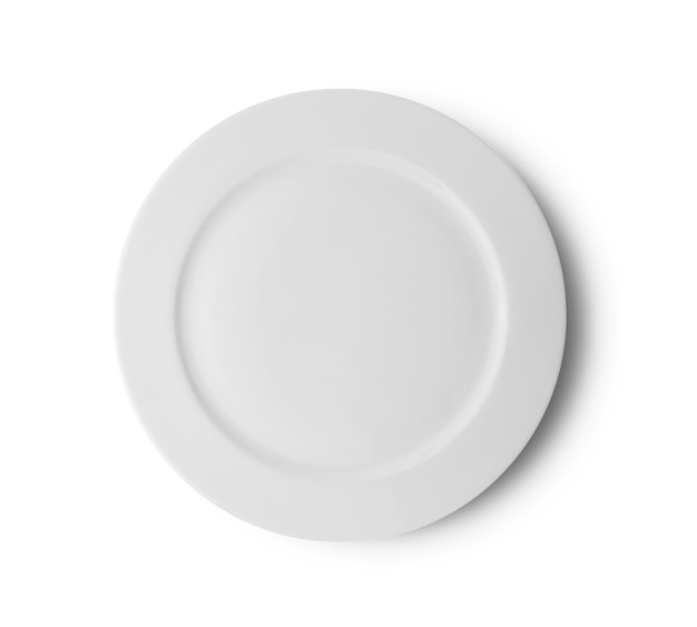 White plate with chadow on white surface