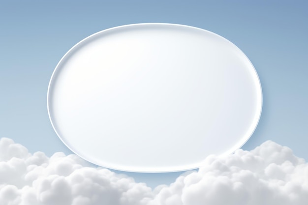 a white plate with clouds in the background