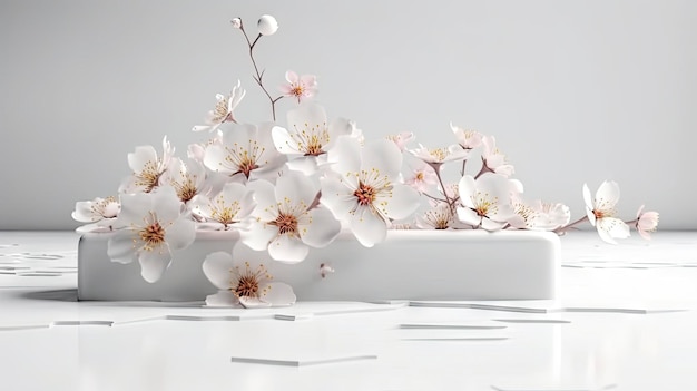 A white plate with flowers on it