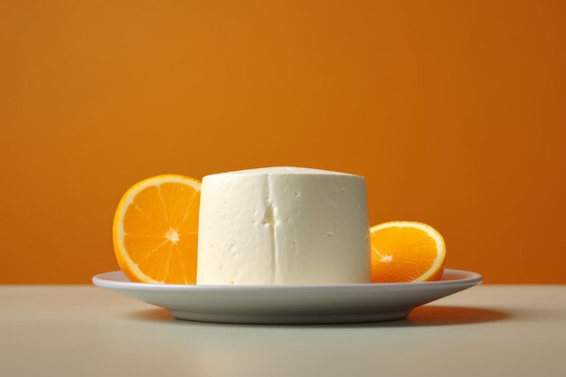 White plate with orange slice