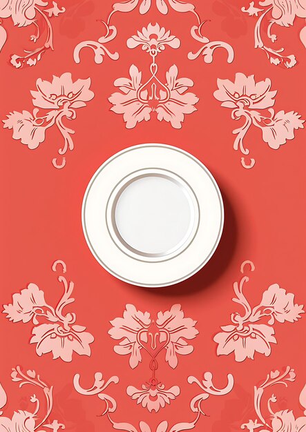 Photo a white plate with a red background with a white plate on it