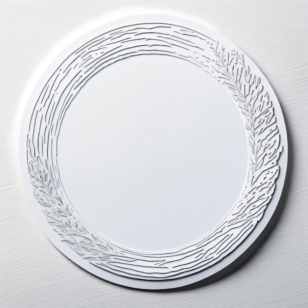 A white plate with a silver border and a silver rim.