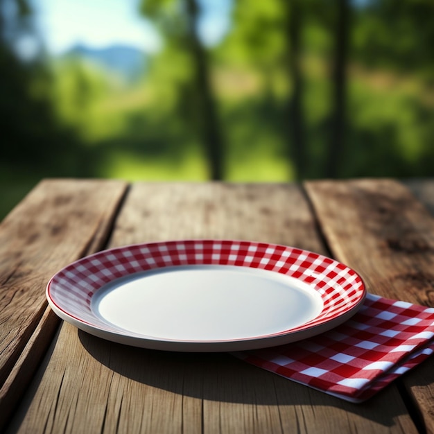 white plate on wooden table illustration images