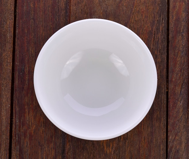 White plate on the wooden table