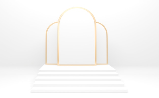 White podium on background abstract minimal style. 3D rendering