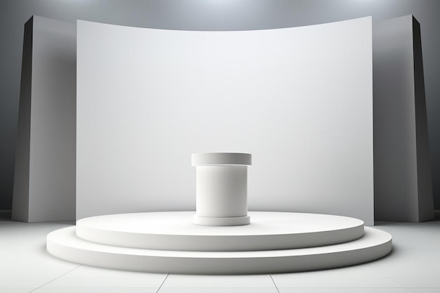 Photo white podium in a digital space