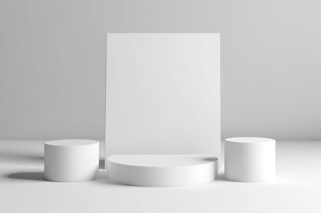 Foto il podio bianco visualizza l'immagine generata dall'ia