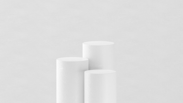 Photo white podium mockup with grunge texture and studio light, ideal to display showcase products