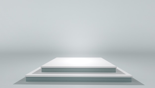 white podium pedestal platform. Mock up of blank template layout white empty stage