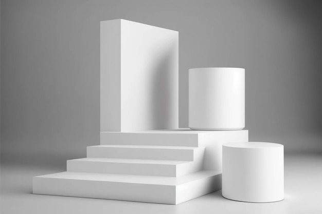 white podium pedestal product display abstract on white background 3d rendering