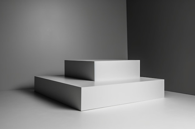 White podium product display background Monochrome advertising template Ai generated