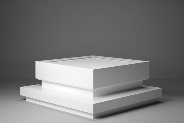 Белый подиум для презентации продукта на сером фоне 3d-рендеринга