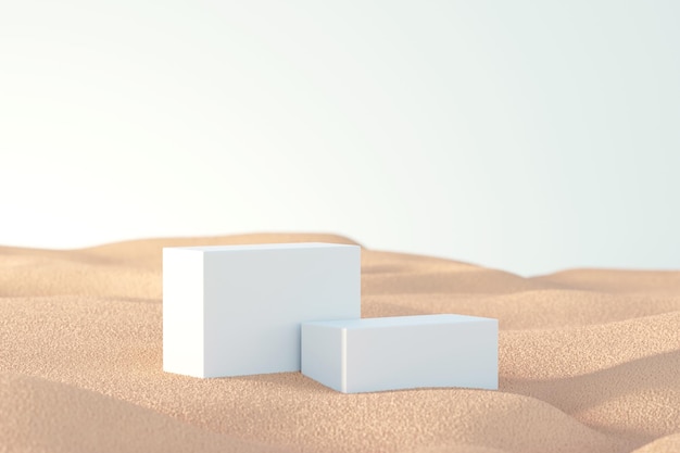 White Podium on sand beach