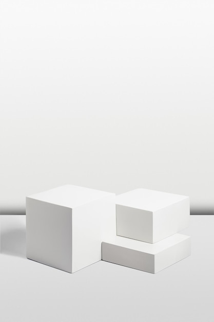 White podium on white background. Perfect platform for showing your prod