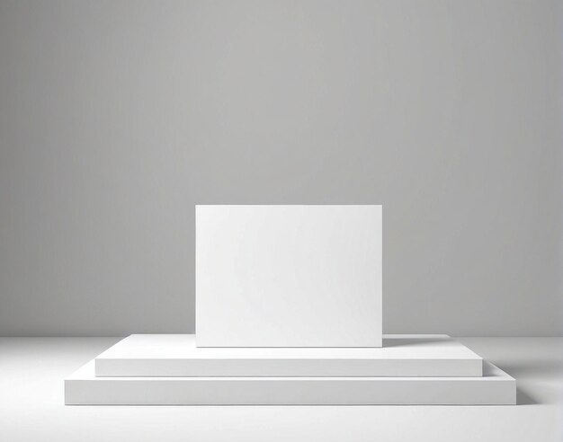 a white podium with a white background