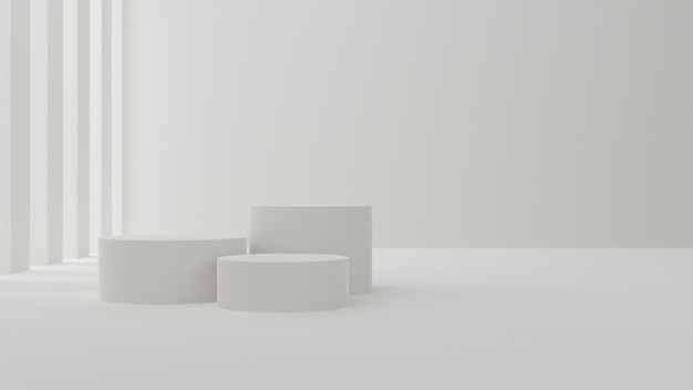 white podiums with a simple background room