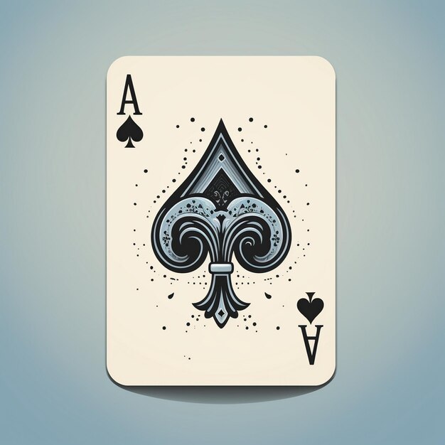 黒と金の冠と黒のトップを持つ白いポーカーカード