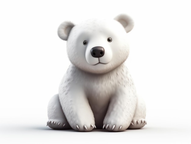 White polar bear isolated on a white background Created with Generative AI technology