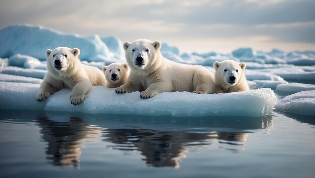 Photo white polar bear in the north