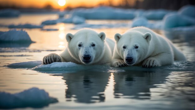 Photo white polar bear in the north