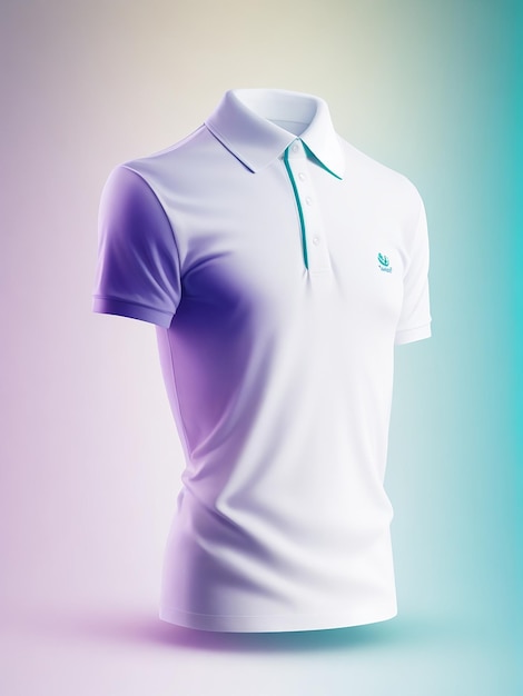 White polo shirt on the gradient blur background