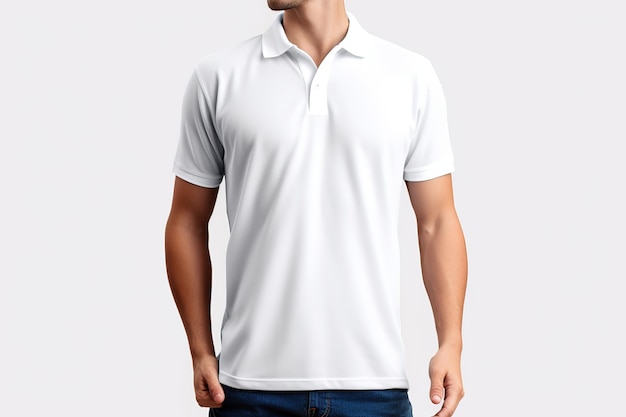 Photo white polo shirt mens casual business mockup