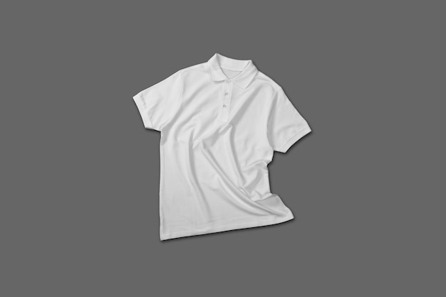 White polo shirt top view isolated on white background