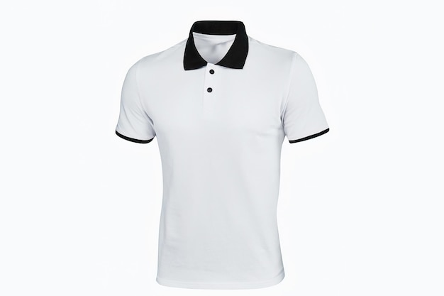 white polo shirt with black collar detail