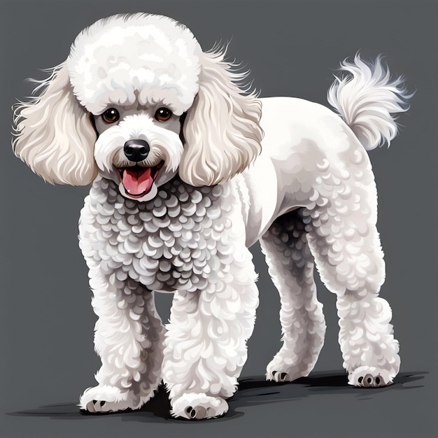 White poodle portrait illustration