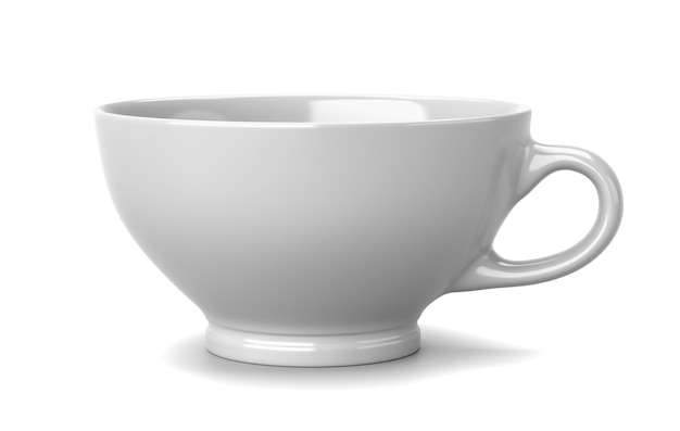 White Porcelain Breakfast Cup Isolated