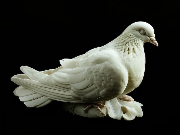 A white porcelain figurine of a dove