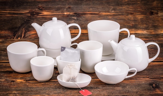 White porcelain tea set