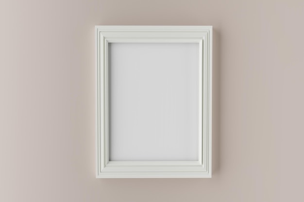 White portrait picture frame mockups on beige wall 3d render