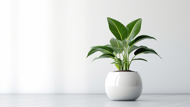 White Pot Modern Plant white background minimal