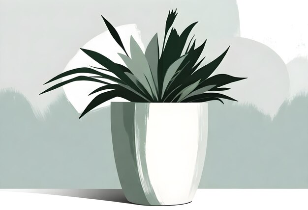 a white pot with a plant in it that is painted white