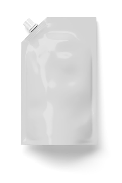 사진 흰색 파우치는 흰색 3d 렌더링에 격리된 모서리 뚜껑이 있는 가방을 세웁니다.